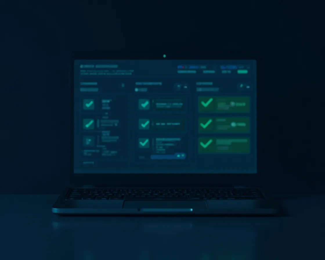 Laptop screen showing a security audit dashboard with green checkmarks, representing Proton VPN's independently verified no-logs policy